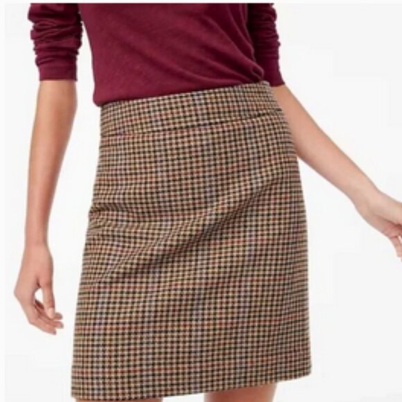 J. Crew Wool Petite Houndstooth Mini Skirt - Picture 1 of 5